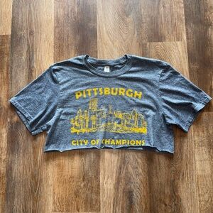 Gildan Gray Pittsburgh Graphic Cropped Tee